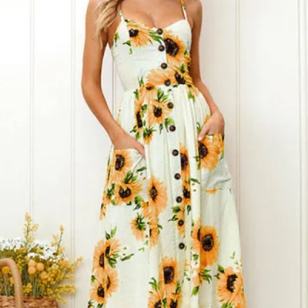 Sunflower Sundress with Pockets